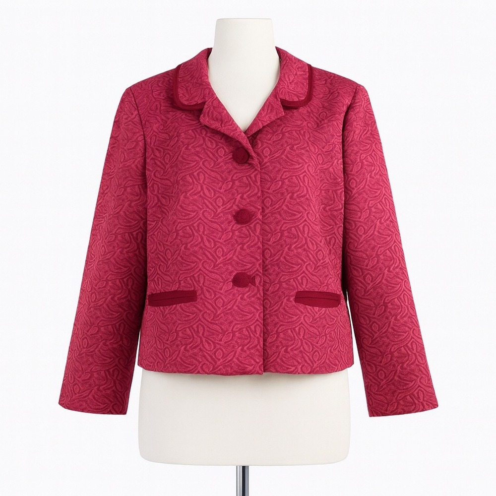 Kensington Blazer Jacket‎ Womens Large Pink Retro Mod Feminine Vintage Statement